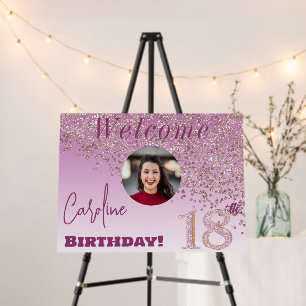 Falling Rose Gold Glitter Welcome 18th Birthday Foam Board