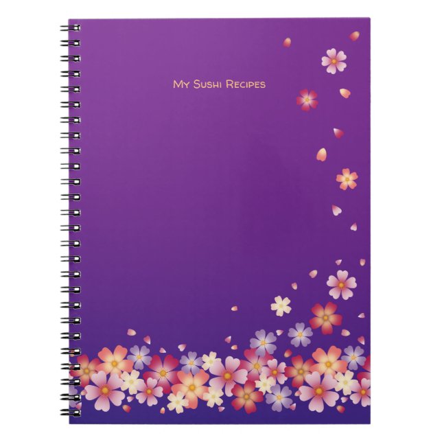 Falling Sakura Blossoms Blue & Purple Personalized Notebook (Front)