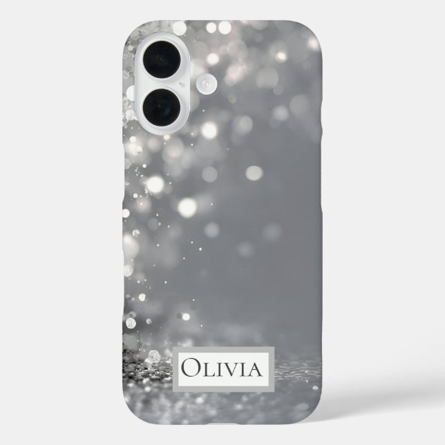 Falling Silver Confetti on Gray Case-Mate iPhone Case (Back)
