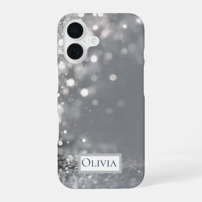 Falling Silver Confetti on Gray Iphone Case (Back)
