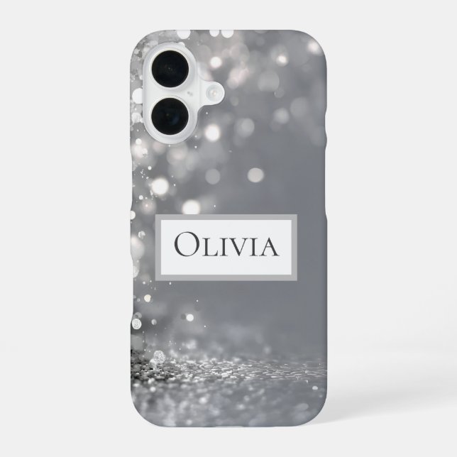 Falling Silver Confetti on Gray Iphone Case (Back)