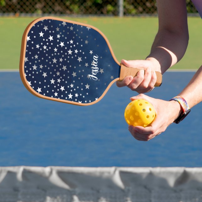 Falling Silver Stars Celestial Custom Pickleball Paddle (Insitu)