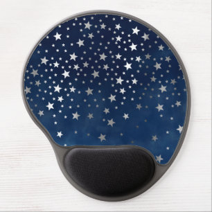 Falling Silver Stars Celestial   Gel Mouse Pad
