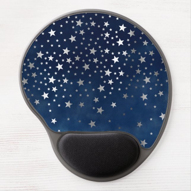 Falling Silver Stars Celestial   Gel Mouse Pad (Front)