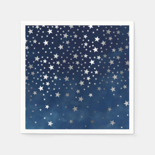 Falling Silver Stars Celestial Napkins