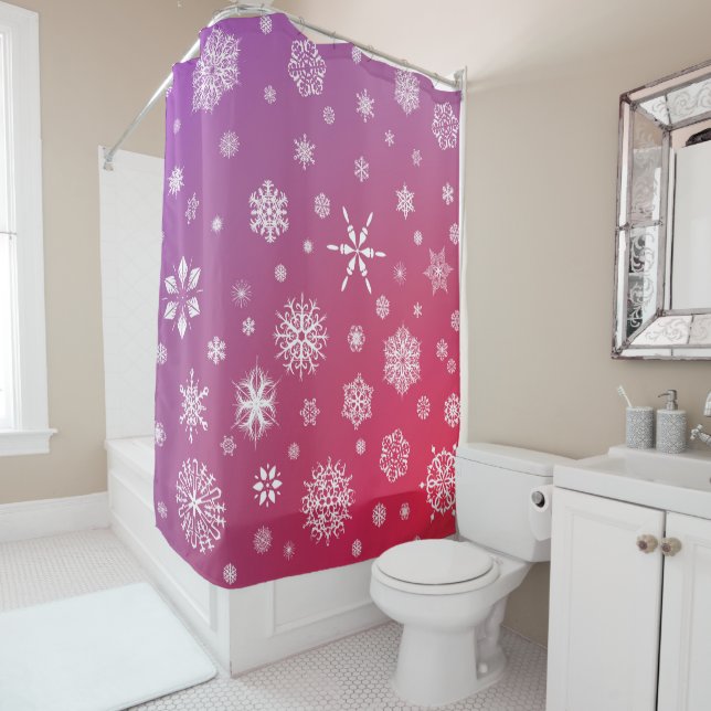 Falling Snow Shower Curtain (In Situ)
