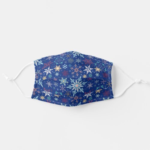 Falling Snowflakes Against Blue Winter Sky Adult Cloth Face Mask