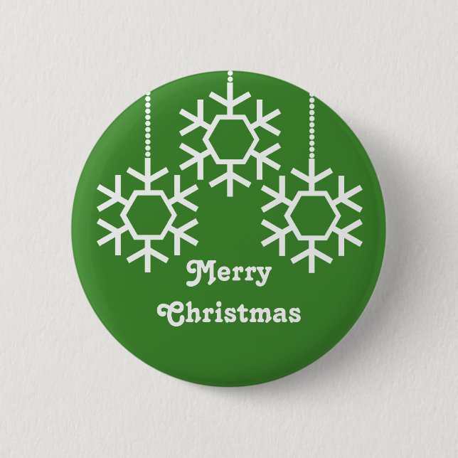 Falling Snowflakes Button, Bright Green Button (Front)