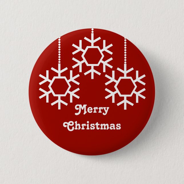 Falling Snowflakes Button, Dark Red Button (Front)