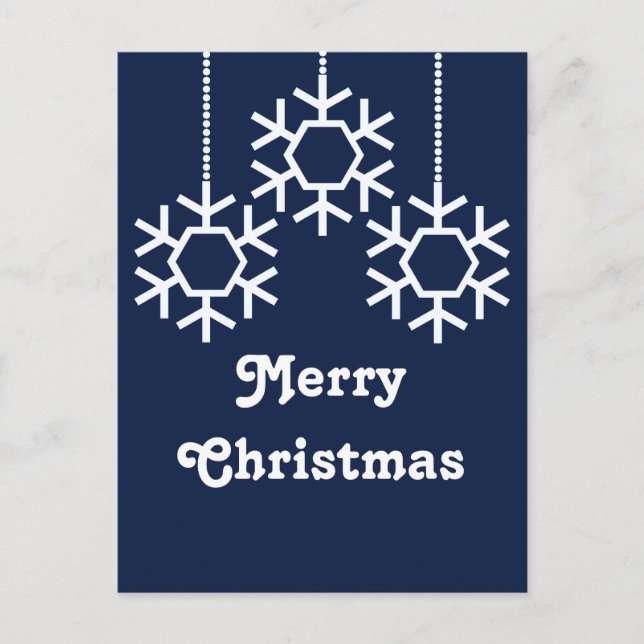 Falling Snowflakes Holiday Postcard, Dark Blue Postcard (Front)
