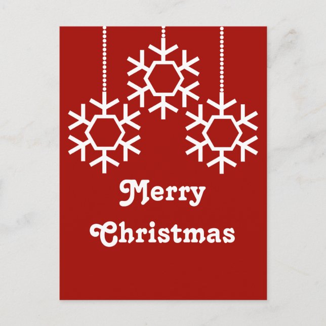 Falling Snowflakes Holiday Postcard, Dark Red Postcard (Front)