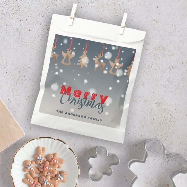 Falling Snowflakes Wooden Ornaments Christmas Favor Bag (Creator Uploaded)