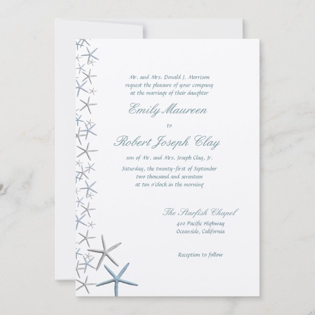 Falling Stars Parents Names Wedding Invitation (Front)