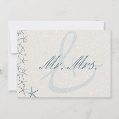 Falling Stars Starfish Wedding Newlyweds Gift Than Thank You Card