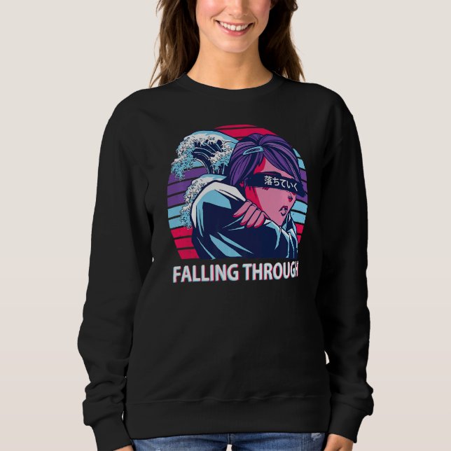 Falling Through Vaporwave Aesthetic Japanese E Gir Sweatshirt (Front)