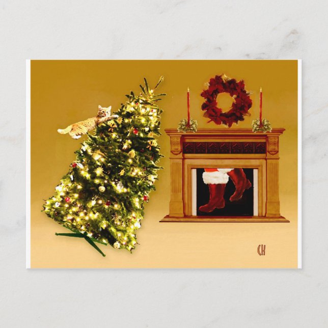 Falling Tree Kitty Postcard (Front)