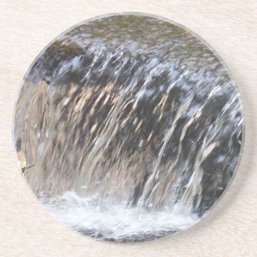 Falling Water cool blue gray and white stream Coaster