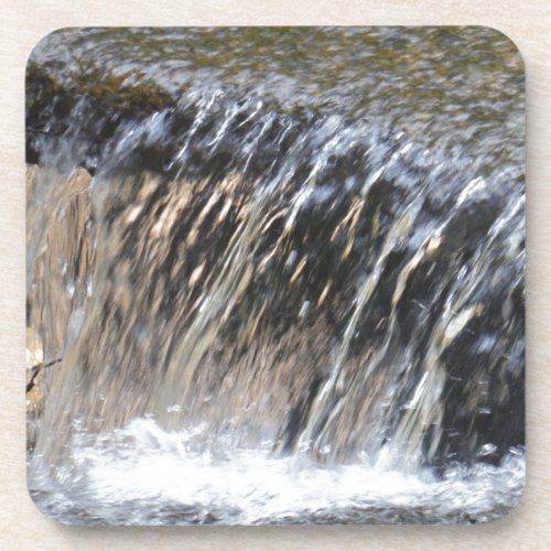 Falling Water cool blue gray and white stream Drink Coaster