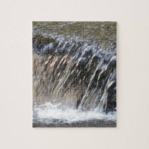 Falling Water cool blue gray and white stream Jigsaw Puzzle