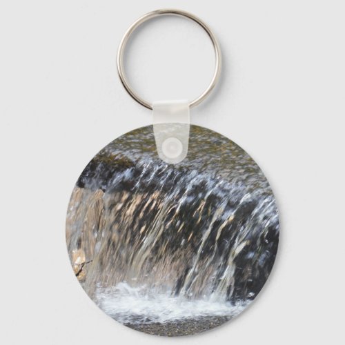 Falling Water cool blue gray and white stream Keychain