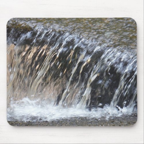 Falling Water cool blue gray and white stream Mouse Pad