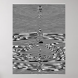 Falling Water Droplets in Ocean OP Art Poster