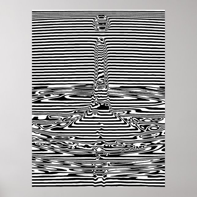 Falling Water Droplets in Ocean OP Art  Poster (Front)