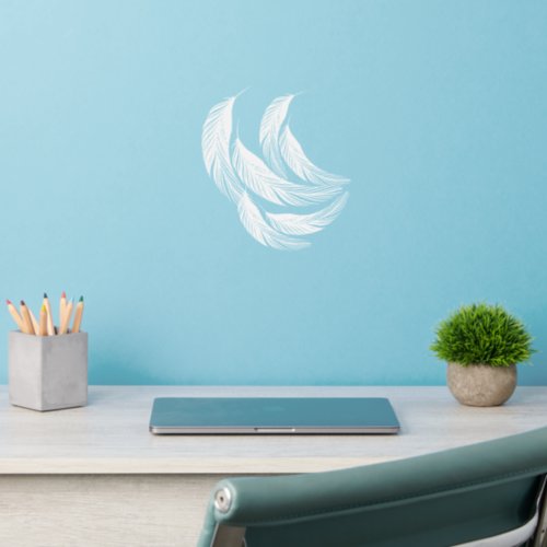 Falling White Feathers  Hanging  Wall Decal