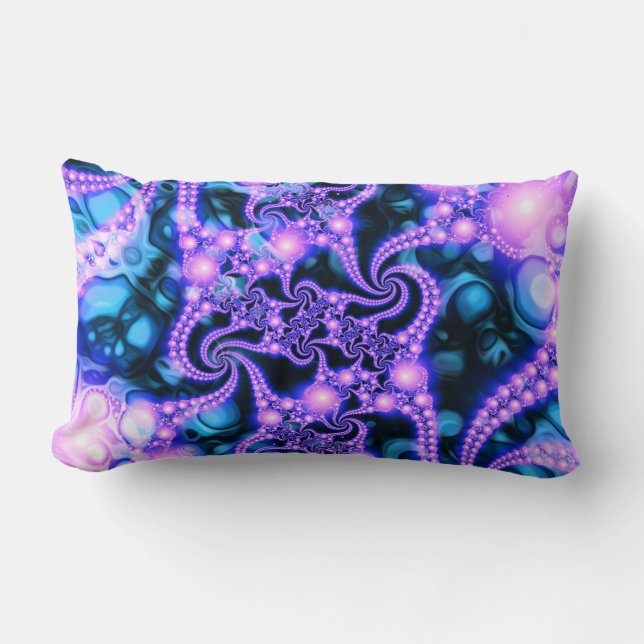 Falling Within  (cool) - Psychedelic Fractal Lumbar Pillow (Front)