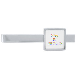 Fallln Gay and Proud Silver Finish Tie Bar