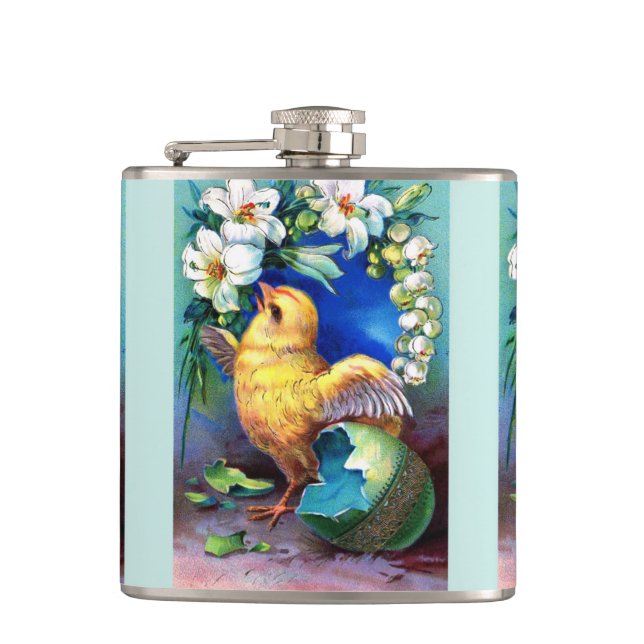 Falln A Happy Easter Chick Hip Flask (Front)
