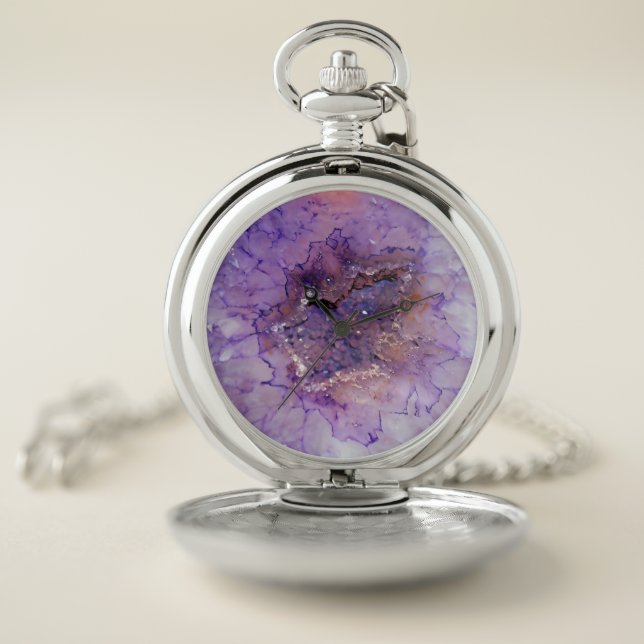 Falln Amethyst Geode Pocket Watch (Inside)