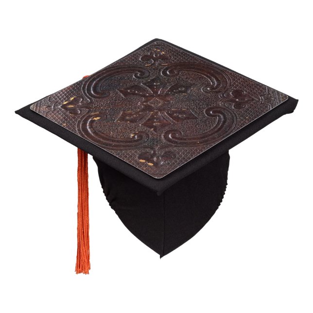 Falln Ancient Leather Book Graduation Cap Topper (Angled)