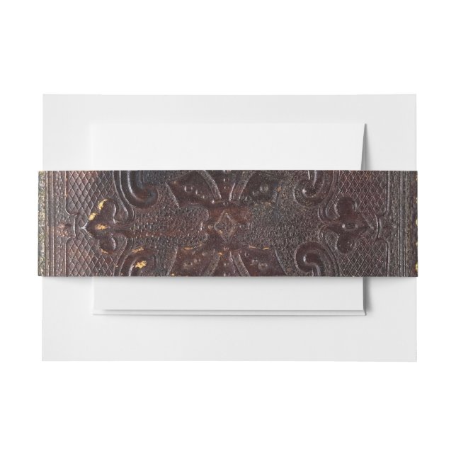 Falln Ancient Leather Book Invitation Belly Band (Front Example)
