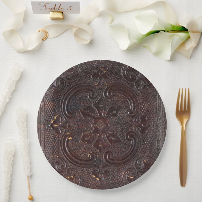 Falln Ancient Leather Book Paper Plates (Wedding)