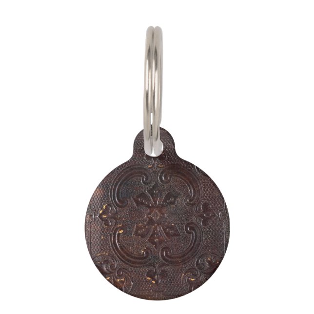 Falln Ancient Leather Book Pet ID Tag (Front)