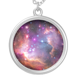 Falln Angelic Galaxy Silver Plated Necklace