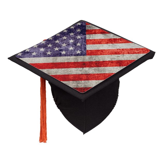 Falln Antique American Flag Graduation Cap Topper