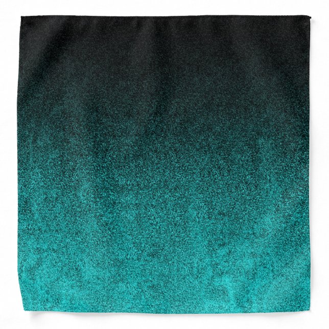 Falln Aqua & Black Glitter Gradient Bandana (Front)