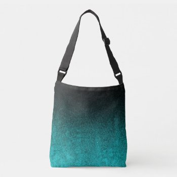 Falln Aqua & Black Glitter Gradient Crossbody Bag by FallnAngelCreations at Zazzle