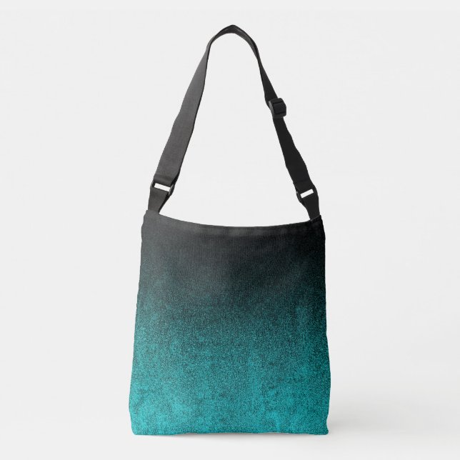 Falln Aqua & Black Glitter Gradient Crossbody Bag (Front)