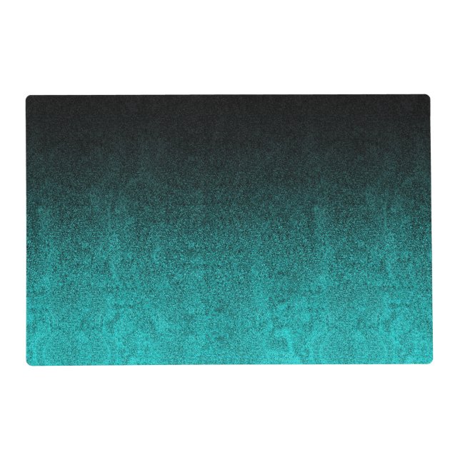 Falln Aqua & Black Glitter Gradient Placemat (Front)