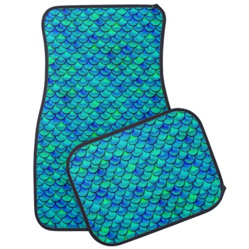 Falln Aqua Blue Scales Car Floor Mat