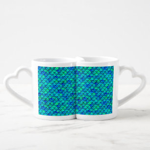Falln Aqua Blue Scales Coffee Mug Set