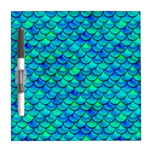 Falln Aqua Blue Scales Dry Erase Board