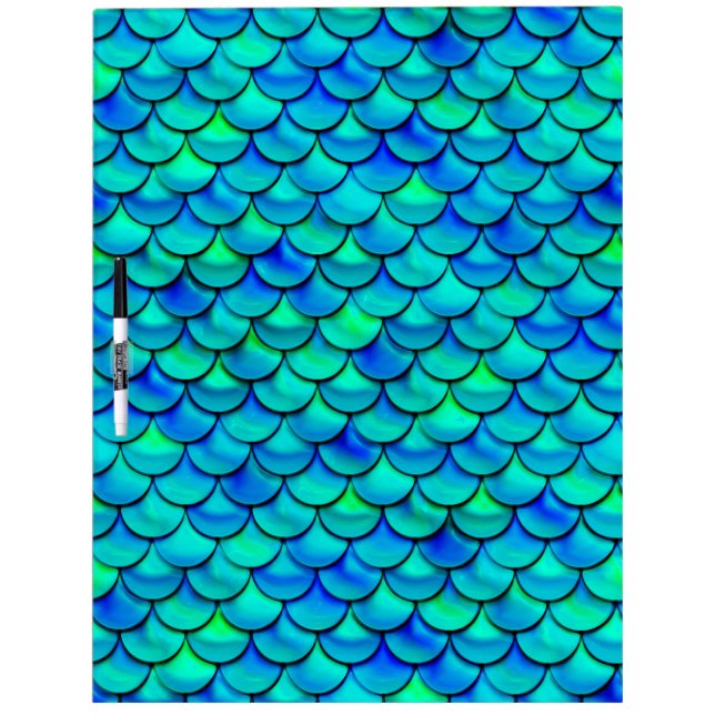 Falln Aqua Blue Scales Dry-Erase Board (Front)