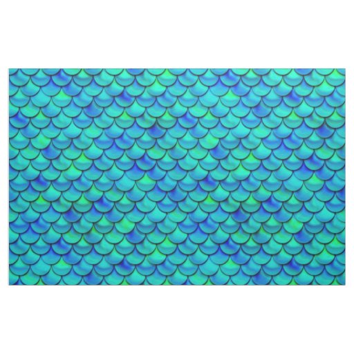 Falln Aqua Blue Scales Fabric