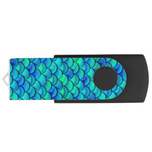 Falln Aqua Blue Scales Flash Drive