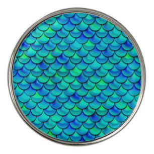 Falln Aqua Blue Scales Golf Ball Marker
