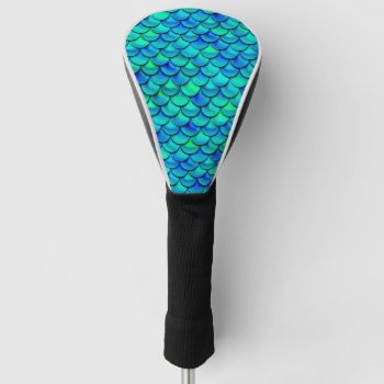Falln Aqua Blue Scales Golf Head Cover by FallnAngelCreations at Zazzle